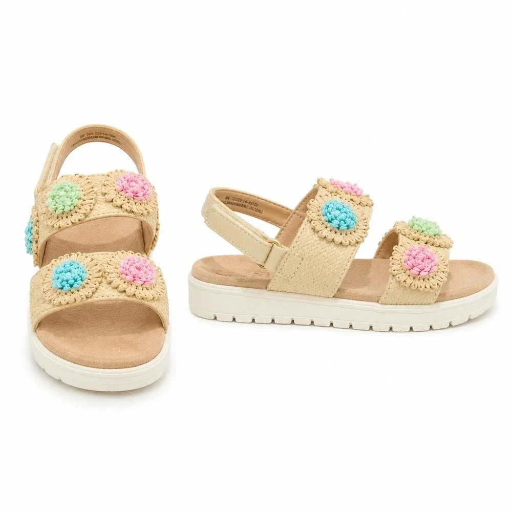 Baby Girls Sandals by Cat &‎ Jack Lana Raffia Floral Size 6 New With Tags